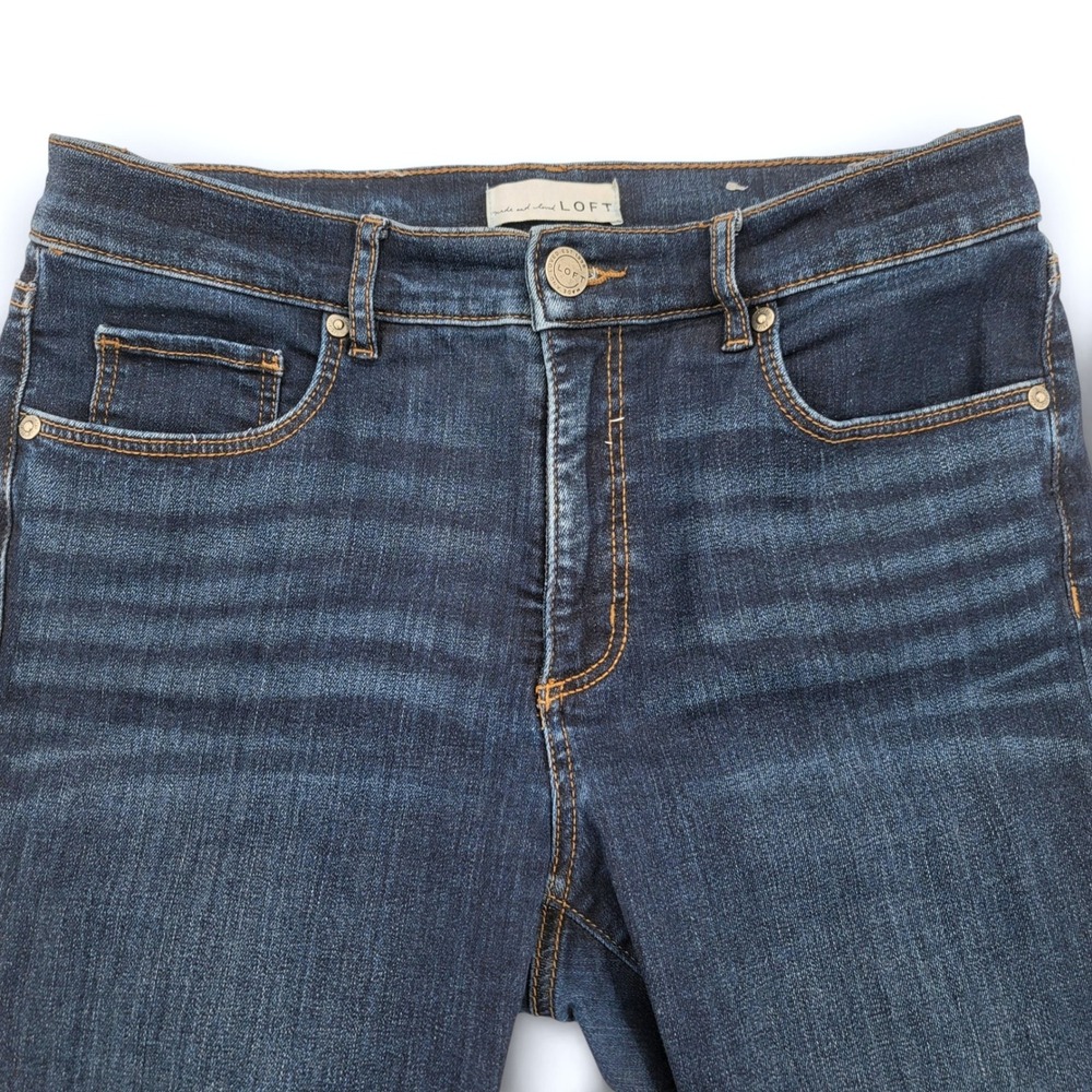 LOFT Womens 6 28 Skinny Jeans Blue Stretch Raw Hem Frayed Ankle - Picture 3 of 5